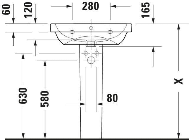 Duravit D-Code 2.0 Waschtisch, Weiß Hochglanz, Rund, 600 mm, Wandhängend, mit Überlauf