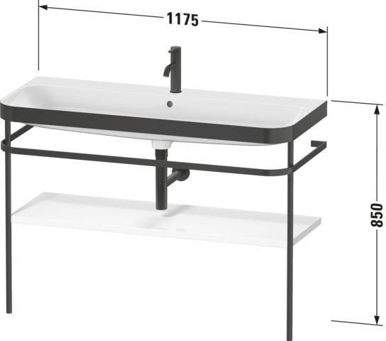 Duravit Happy D.2 c-bonded Waschtischset 1175 mm Nussbaum gebürstet mit Metallkonsole