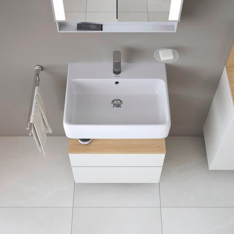 DURAVIT Qatego Waschtischunterbau 590 mm wandhängend, 1 Auszug, weiß Hochglanz, Nische Eiche Schwarz