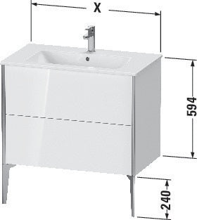 Duravit Waschtischunterbau XVIU 810x834x480mm 2 Auszüge Ahorn mitte Schürze s-matt