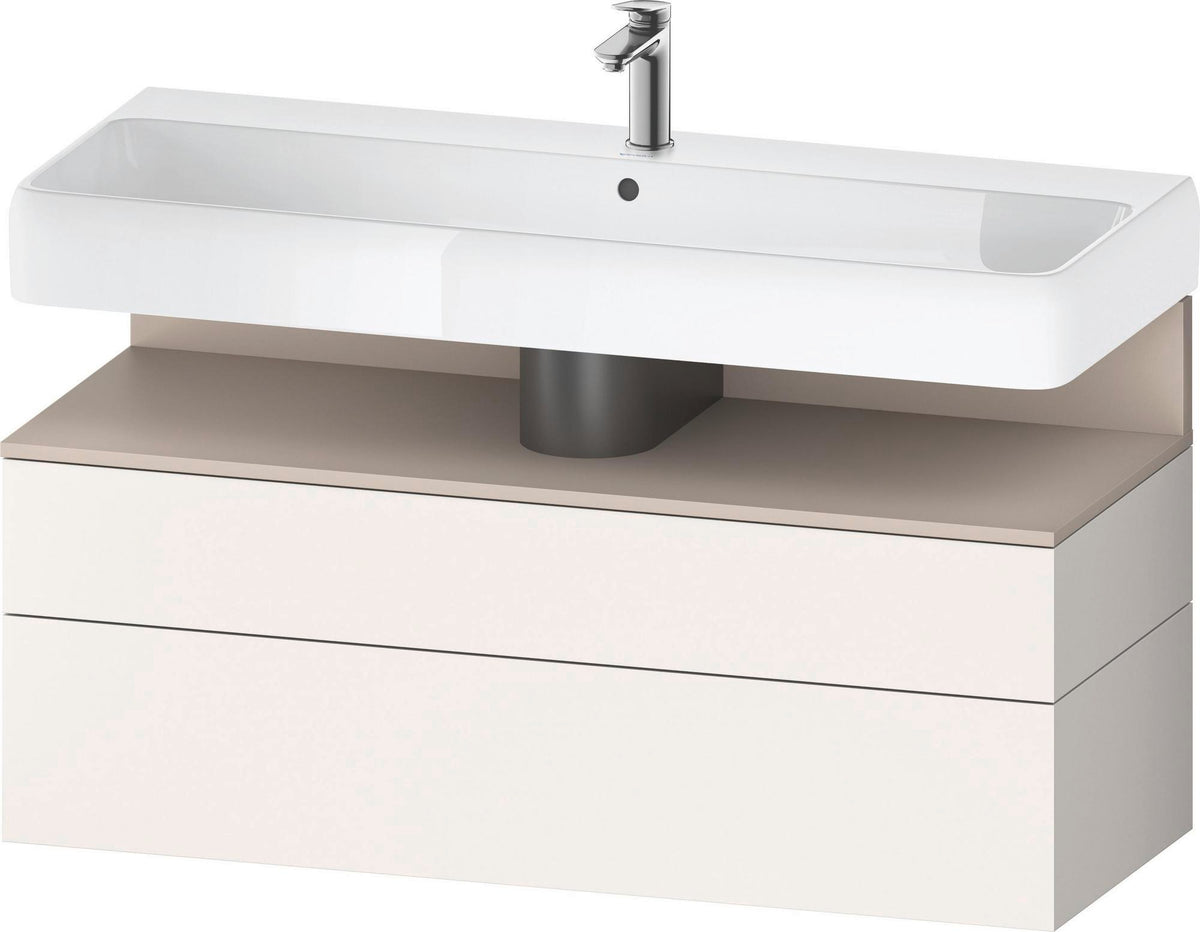 Duravit Qatego Waschtischunterbau 1190 mm – Weiß Matt mit Eiche Schwarz Nische, 1 Auszug, LED