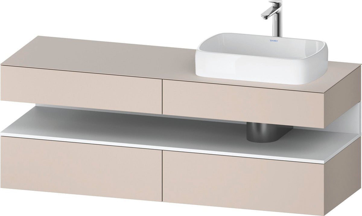 Duravit Qatego Konsolenwaschtischunterbau 1600 mm Weiß Hochglanz mit Eiche Schwarz Nische