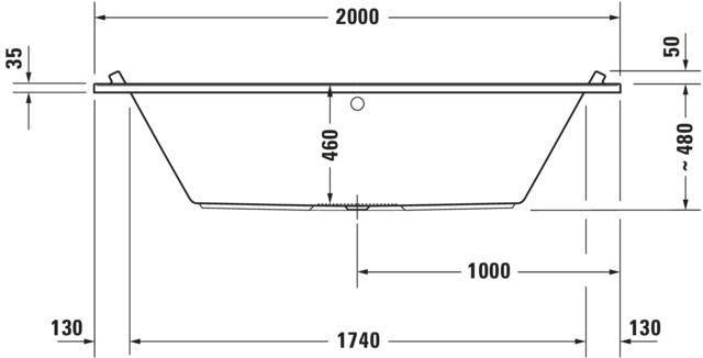 DURAVIT Starck Badewanne 1900x900 mm Einbau mit Mittelablauf, 2 Rückenschrägen, Weiß