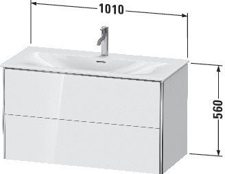 Duravit XSquare Waschtischunterbau 1010 mm mit 2 Schubkästen in Steingrau Matt – wandhängend