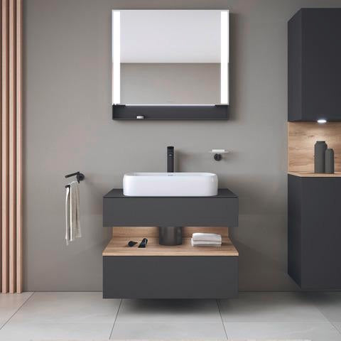 DURAVIT Qatego Hochschrank 400 mm, 2 Türen, weiß Hochglanz, Eiche Schw. Matt