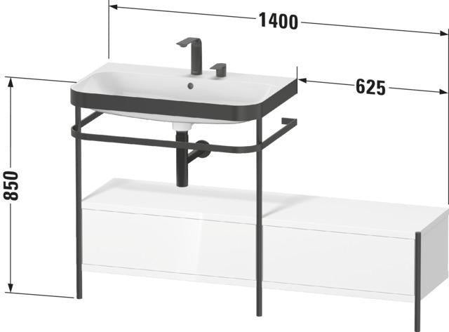 Duravit Waschtischset HAPPY D.2 PLUS 1400x490mm ein Hahnloch taupe supermatt