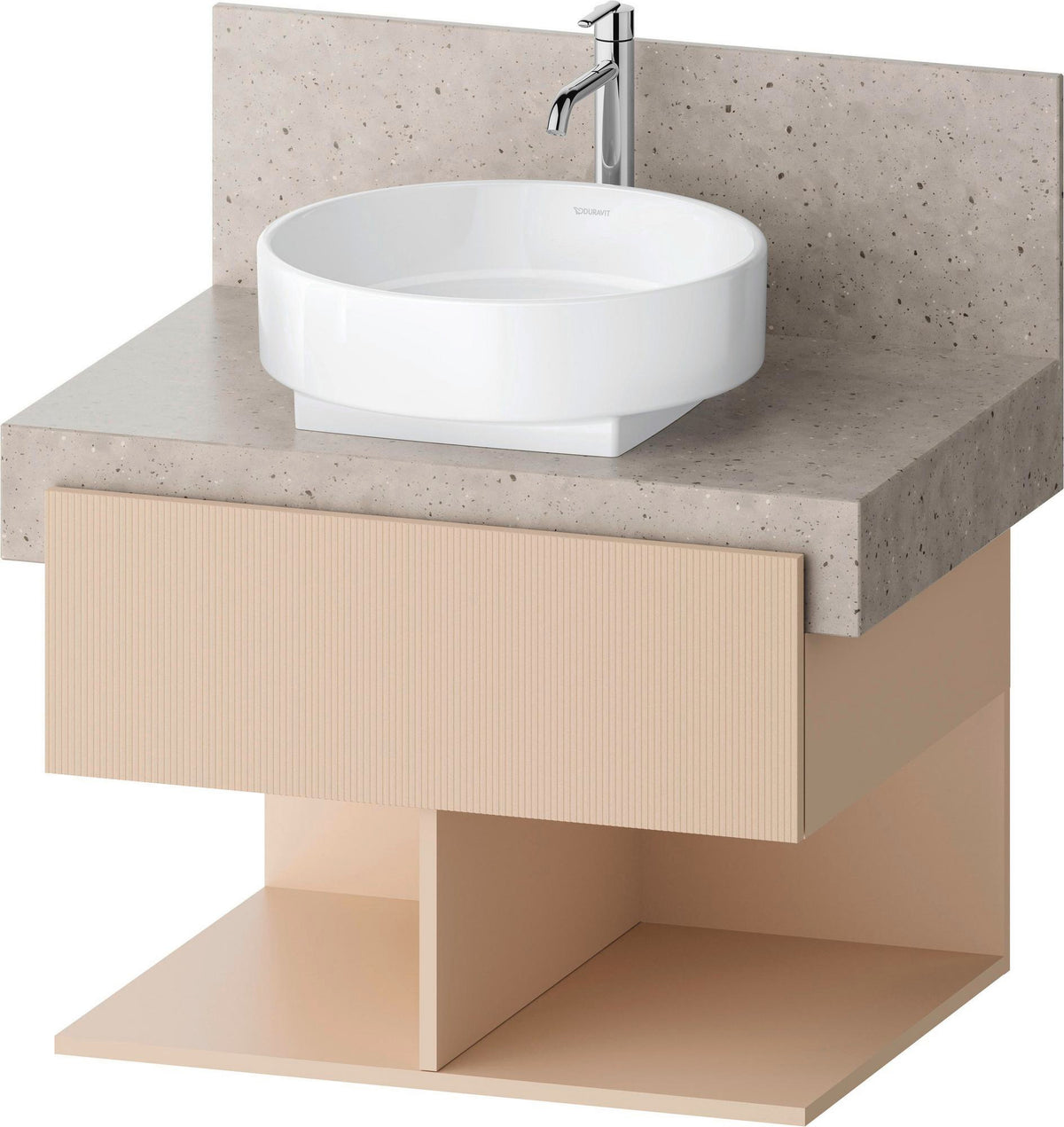 Duravit Balcoon Konsolenwaschtischunterbau 700 mm mit 2 offenen Fächern und Schubkasten in Elfenbein