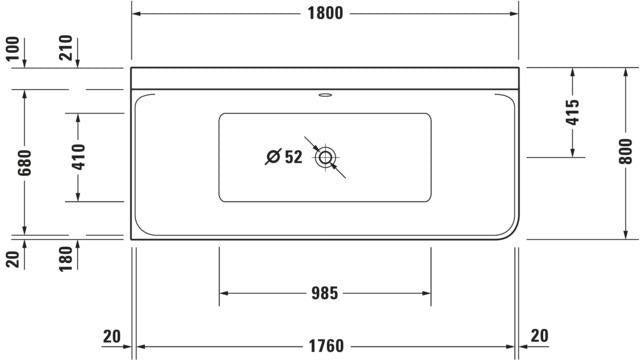 Duravit Badewanne P3 Comforts Ecke links 1800 x 800 mm mit 2 Rückenschrägen, weiß