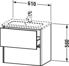 Duravit XSquare Waschtischunterbau 610 mm Nachtblau Seidenmatt, 2 Schubkästen, wandhängend