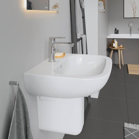 Duravit D-Code Waschtisch 550 mm weiß mit Überlauf und Hahnlochbank – Wandmontage