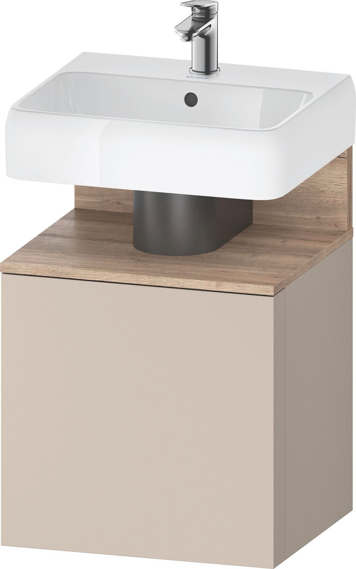 DURAVIT Qatego Waschtischunterbau 490 mm wandhängend, 1 Tür links, Weiß Matt mit Eiche Schwarz Nische