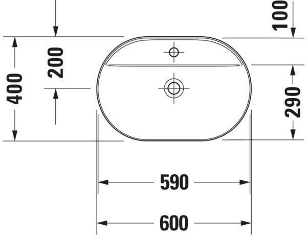 DURAVIT Aufsatzbecken Luv 600 mm weiß mit Hahnlochbank und Halbsäule, ohne Überlauf