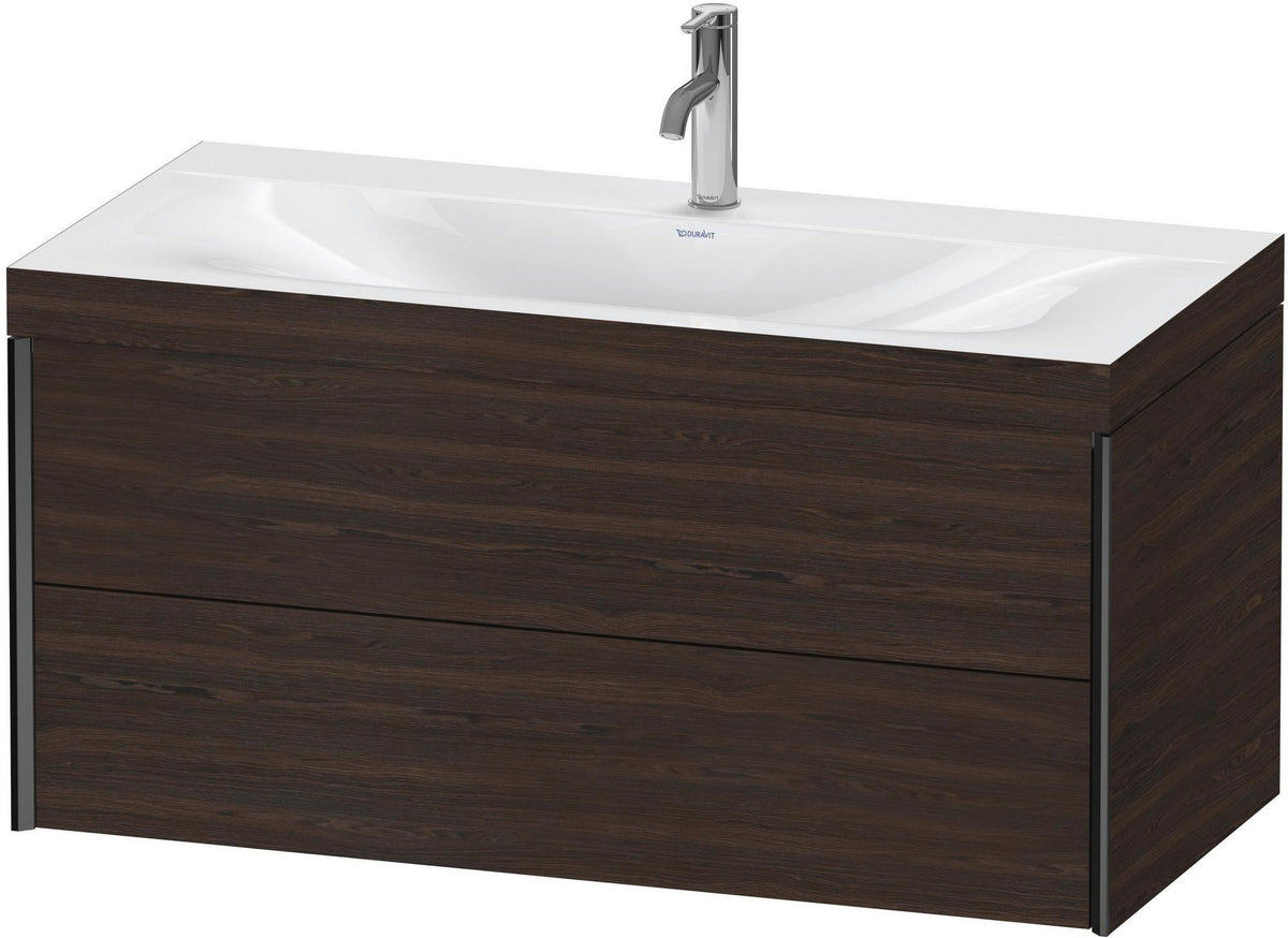 DURAVIT XViu Waschtischunterbauset c-bonded 1000 mm, 2 Schubkästen, Nussbaum/Schwarz matt