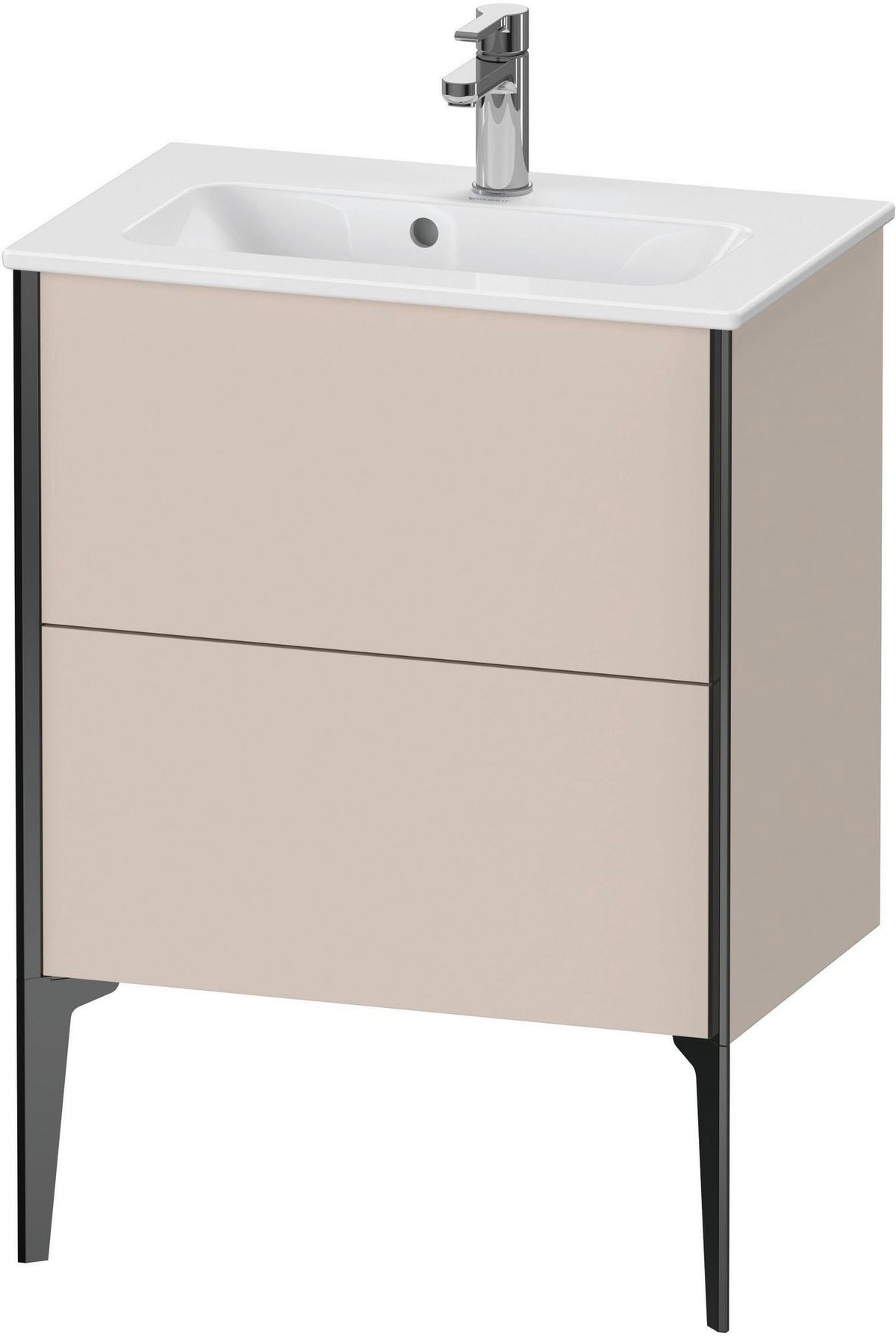 Duravit XViu Waschtischunterbau bodenstehend 610 mm, 2 Auszüge, champagner matt/weiß matt