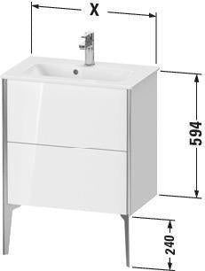 Duravit XViu Waschtischunterbau bodenstehend 610 mm, 2 Auszüge, champagner matt/weiß matt