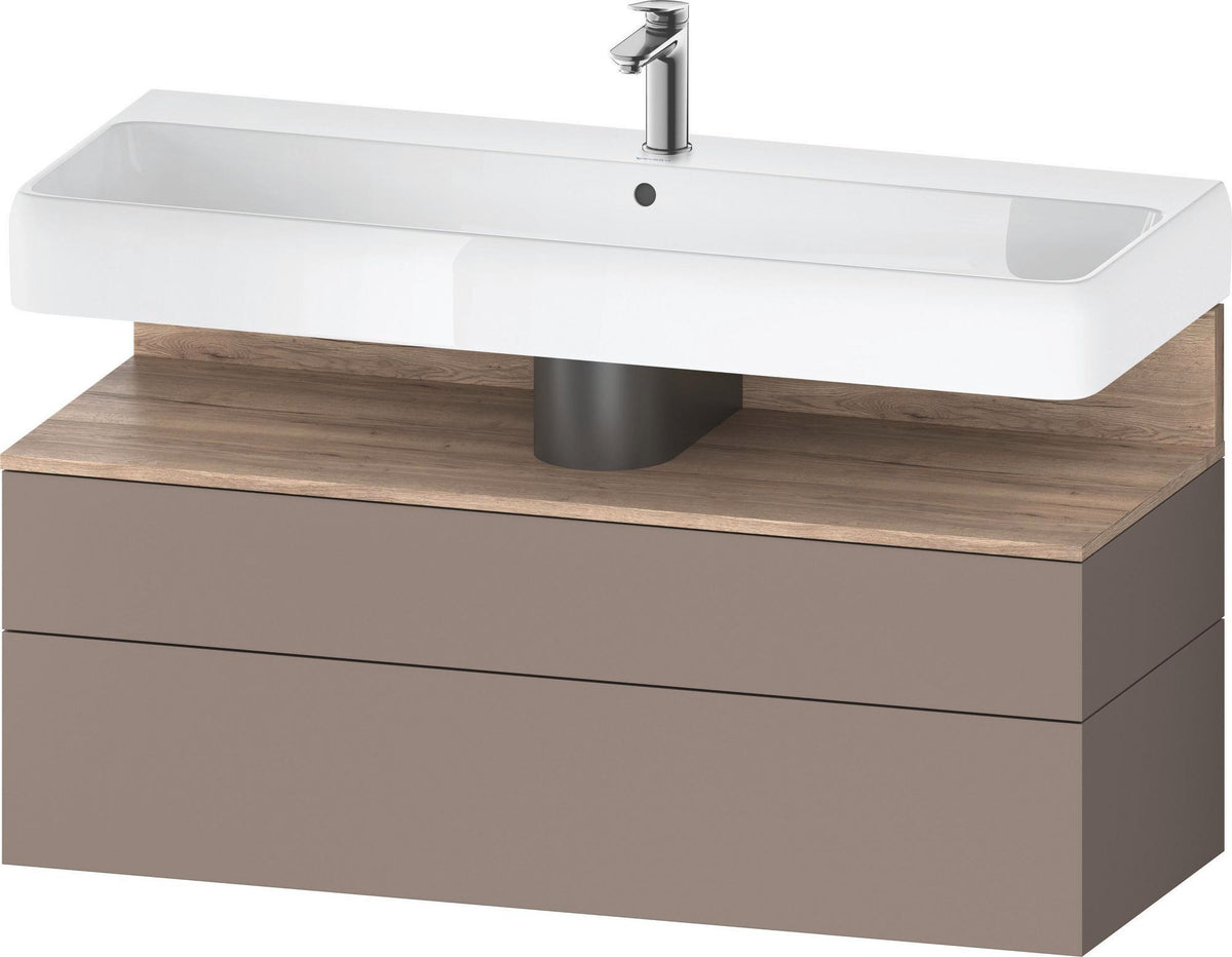 Duravit Qatego Waschtischunterbau 1190 mm – Weiß Matt mit Eiche Schwarz Nische, 1 Auszug, LED