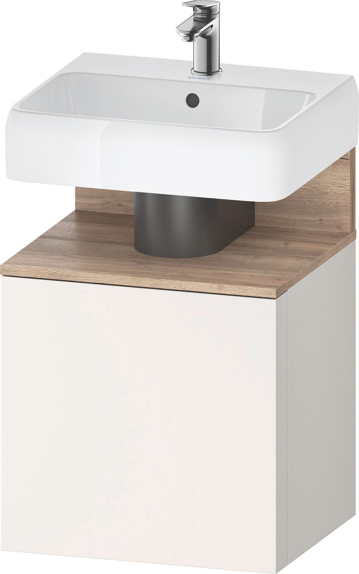 DURAVIT Qatego Waschtischunterbau 490 mm wandhängend, 1 Tür links, Weiß Matt mit Eiche Schwarz Nische