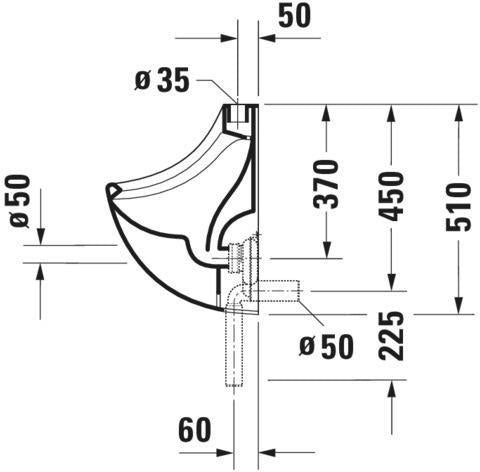 DURAVIT Design Classics Urinal Jim mit Fliege, Zulauf oben, weiß
