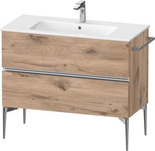 Duravit Sivida Waschtischunterbau 1010 mm bodenstehend, 2 Schubkästen, Soft-Close, Weiß Matt/Chrom
