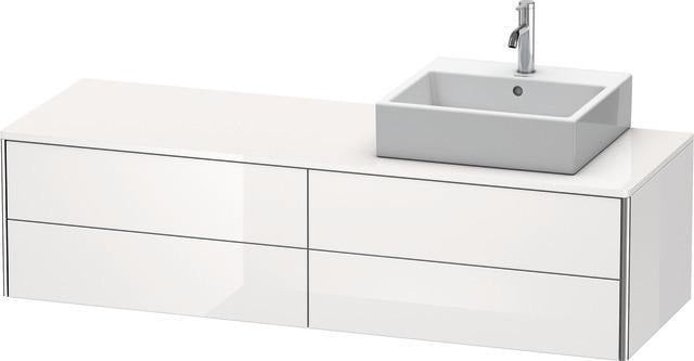 Duravit XSquare Waschtischunterbau 1600 mm mit Becken links – Sandmatte Oberfläche