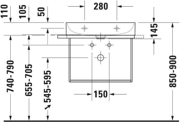 Duravit DuraSquare Waschtisch 600 mm weiß mit Hahnloch ohne Überlauf für Wandmontage