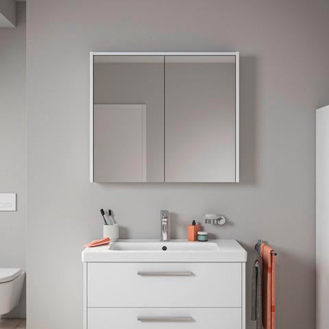 DURAVIT D-Code Spiegelschrank 800 mm mit LED-Beleuchtung, 2 Türen, Eiche Marmor