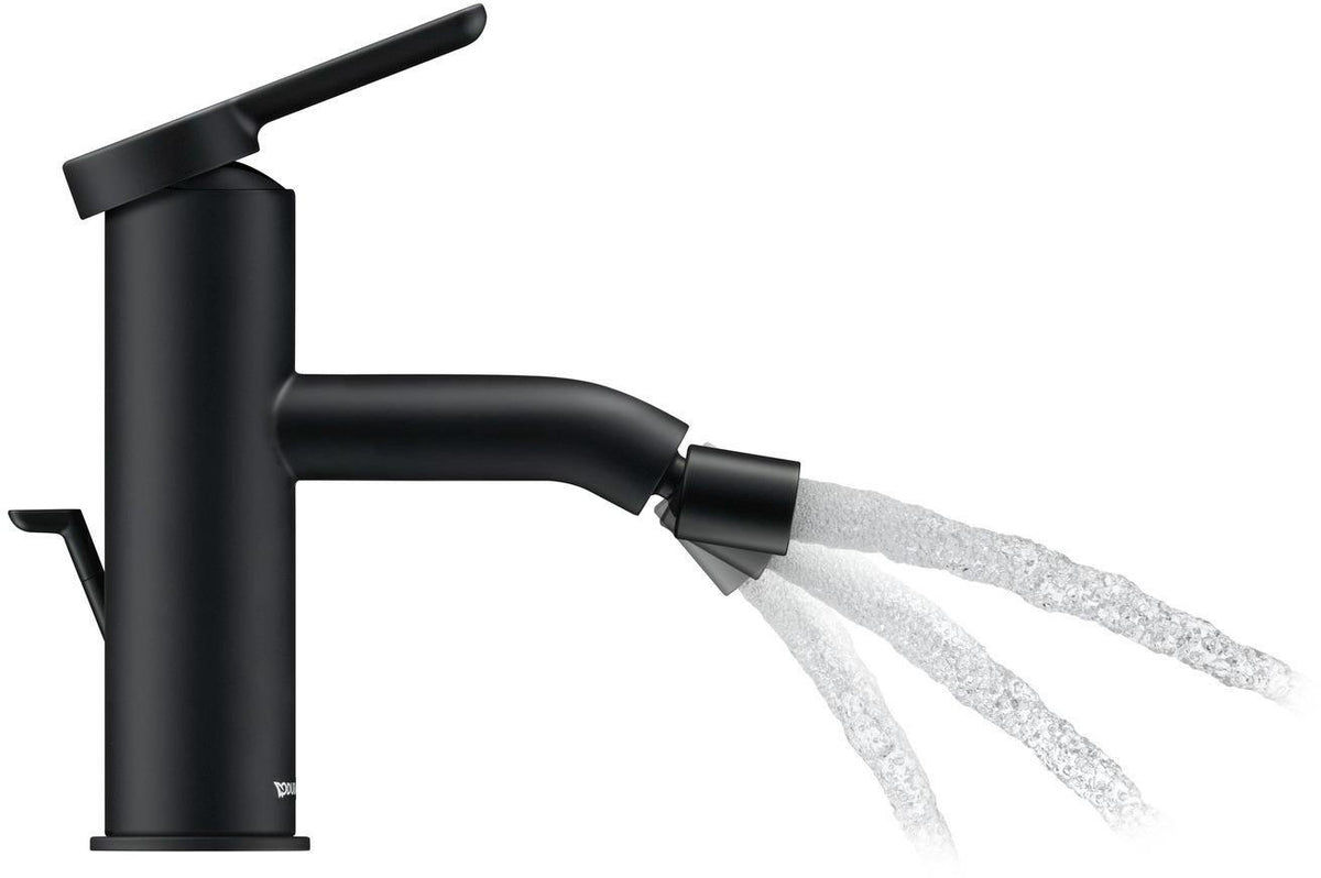 DURAVIT C.1 Einhebel-Bidetmischer Schwarz Matt 121 mm mit Zugstangen-Ablaufgarnitur