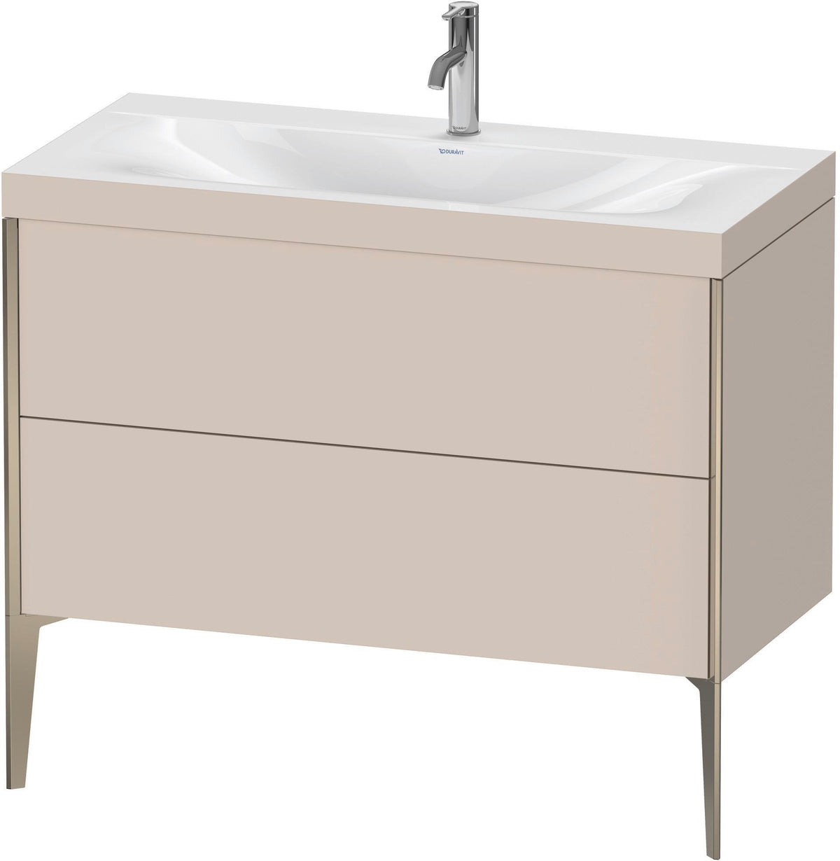 DURAVIT XViu Waschtischunterbauset 1000 mm, 2 Auszüge, champagner matt/basalt matt, c-bonded