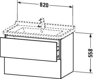 Duravit L-Cube Waschtischunterbau 820 mm, 2 Schubkästen, amerikanisch nussbaum, wandhängend