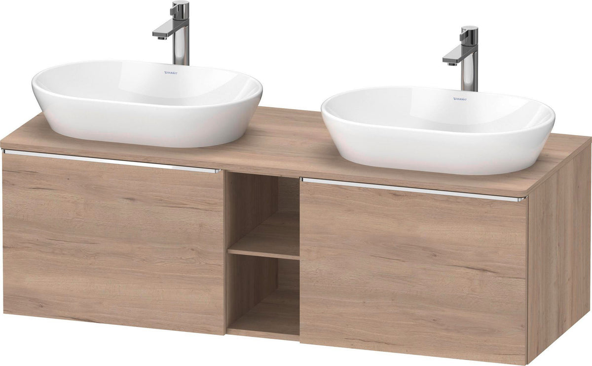 DURAVIT D-Neo Konsolenwaschtischunterbau 1400 mm betongrau matt mit 2 Auszügen und Bronze-Griffen