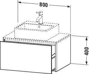 Duravit XSquare Waschtischunterbau 800 mm wandhängend, 1 Auszug, ohne Armatur, seidenmatt