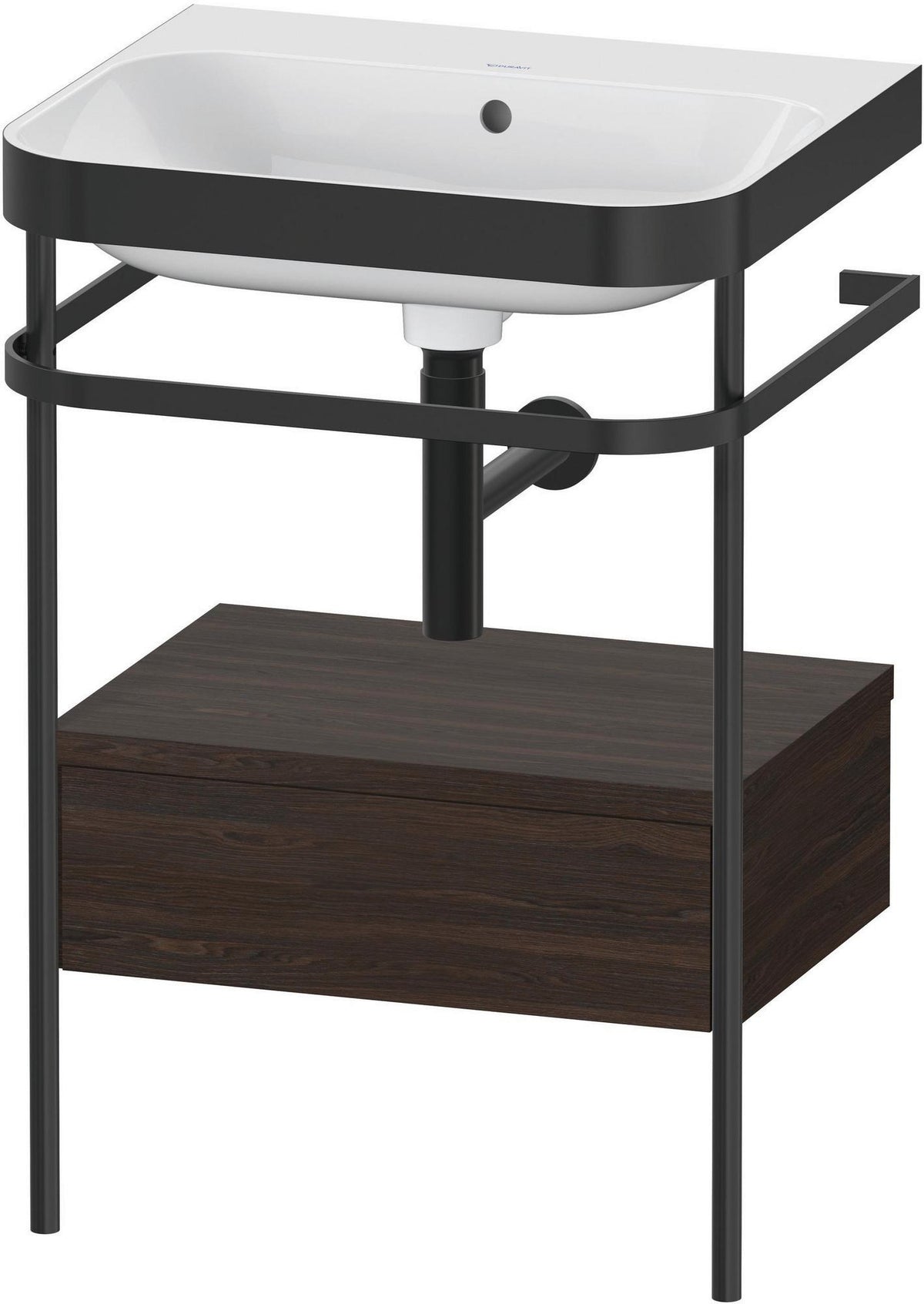 DURAVIT Happy D.2 c-bonded Waschtischset mit Metallkonsole Nussbaum 850 mm