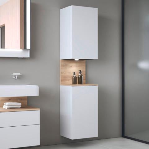 DURAVIT Qatego Hochschrank 400x360x1760mm, 2 Türen, Eiche Schwarz Matt – Wandhängend
