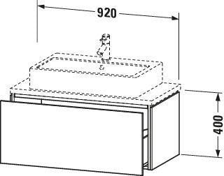 DURAVIT L-Cube Konsolenwaschtischunterbau 920 mm Amerikanisch Nussbaum mit 1 Auszug und Tip-on-Technik