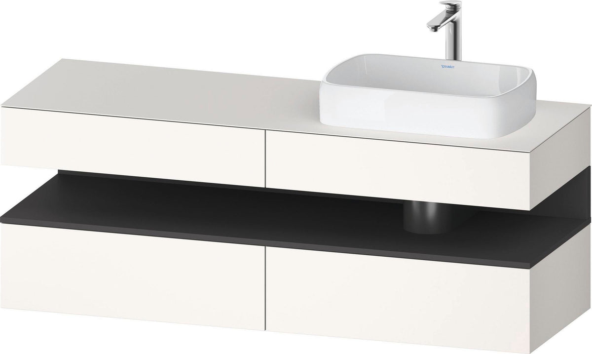 Duravit Qatego Konsolenwaschtischunterbau 1600 mm Weiß Hochglanz mit Eiche Schwarz Nische