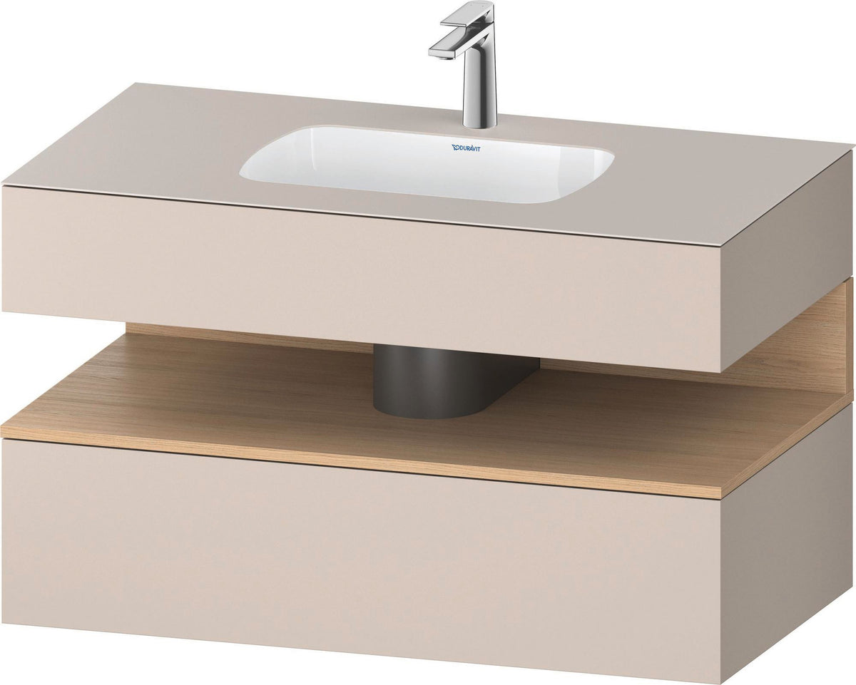 DURAVIT Qatego Einbauwaschtisch mit Konsolenwaschtischunterbau 1000 mm, 1 Auszug, antibakteriell