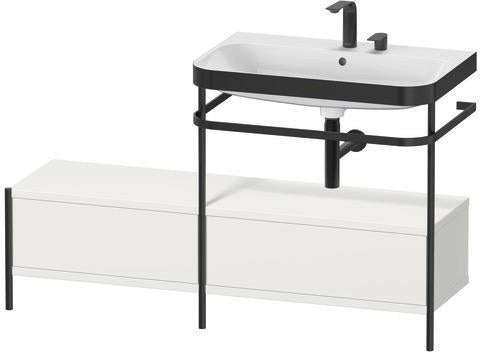Duravit Waschtischset Happy D.2 Plus 1400x490mm Taupe Supermatt mit Hahnloch und Metallkonsole