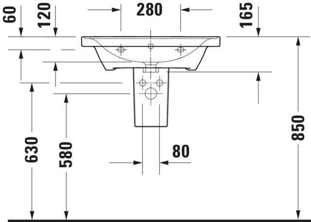 Duravit D-Neo Wandwaschtisch 650 mm weiß mit Überlauf und WonderGliss