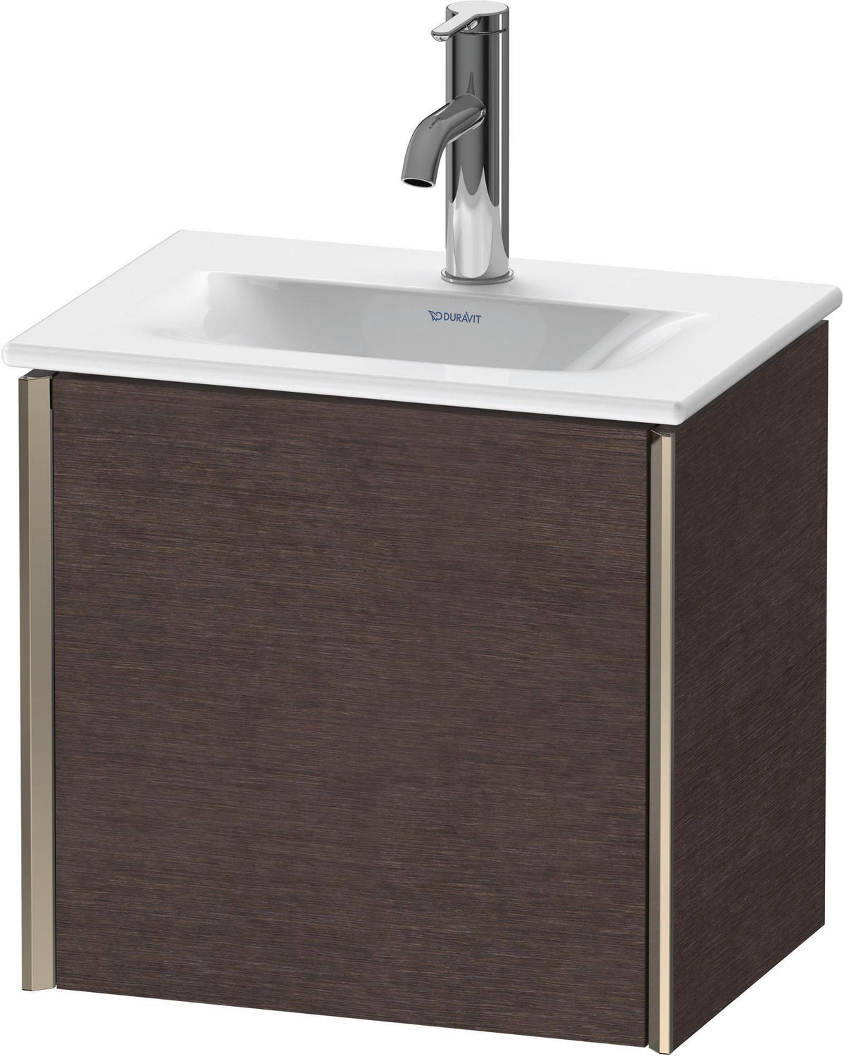 Duravit XViu Waschtischunterbau, 1 Tür, Eiche dunkel, 430 mm – Wandhängend mit Tip-On-Technik