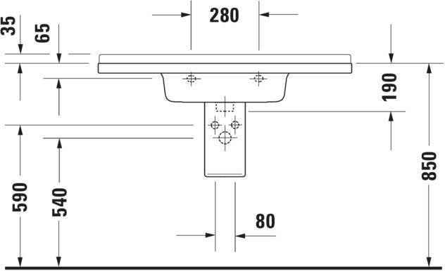 Duravit Waschtisch Starck 3 850 mm mit Überlauf, Hahnlochbank und WonderGliss in Weiß