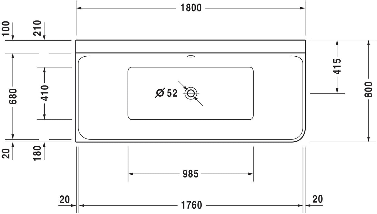 Duravit Badewanne P3 Comforts Ecke links 1800 x 800 mm mit 2 Rückenschrägen, weiß