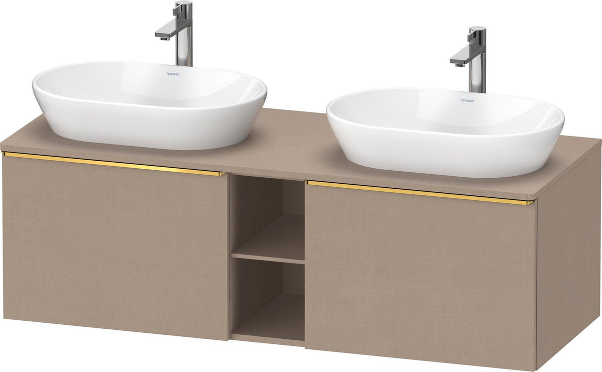 DURAVIT D-Neo Konsolenwaschtischunterbau 1400 mm betongrau matt mit 2 Auszügen und Bronze-Griffen