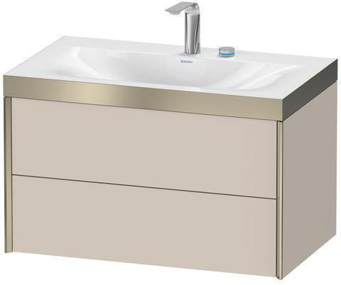 Duravit XViu Möbelwaschtisch-Set 800 mm mit Viu Waschtisch, Nussbaum Mitte, 2 Schubkästen, wandhängend
