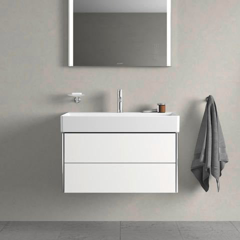 DURAVIT XSquare Waschtischunterbau 784 mm, 2 Schubkästen, Weiß Matt – Wandhängend mit Tip-On