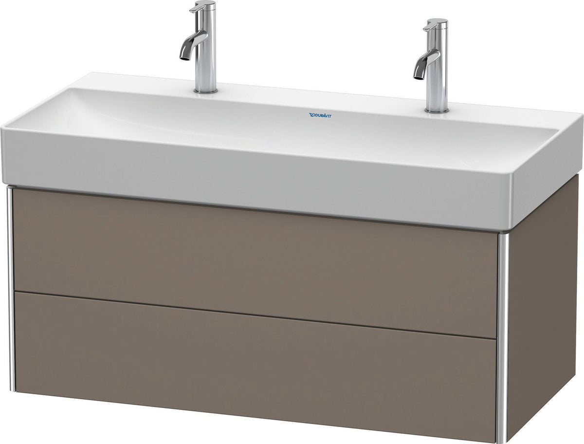 DURAVIT XSquare Waschtischunterbau 984 mm Flannel Grey Hochglanz mit 2 Schubkästen