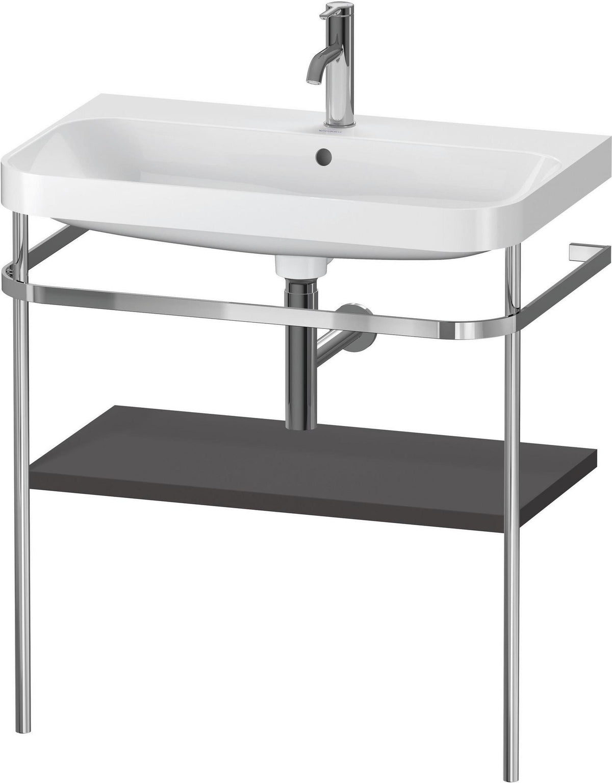 DURAVIT Happy D.2 c-shaped Waschtisch-Set 775 mm mit Metallkonsole, taupe seidenmatt