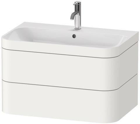 Duravit Waschtischset Happy D.2 Plus, 2 Schubkästen, 775x490 mm, Einrichtungssystem Ahorn Mitte Taupe Supermatt