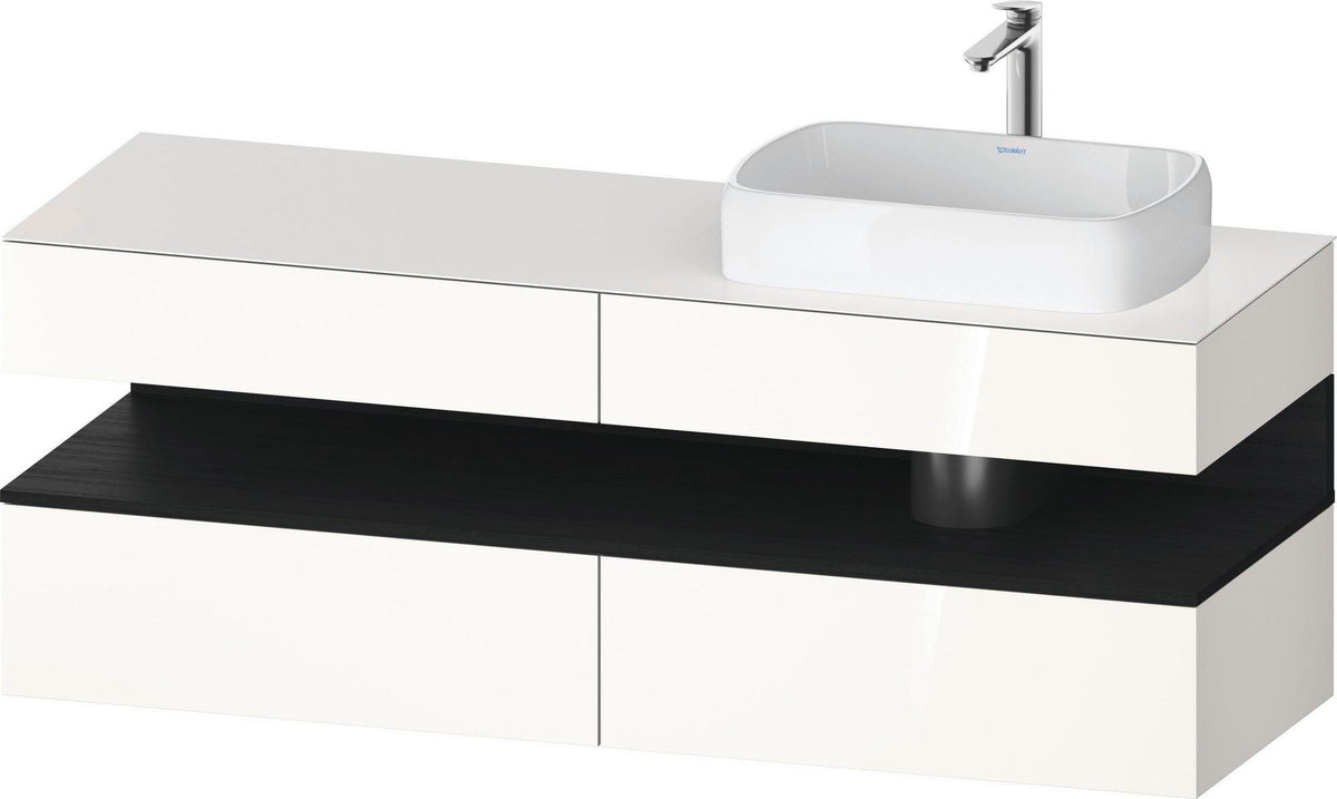 Duravit Qatego Konsolenwaschtischunterbau 1600 mm Weiß Hochglanz mit Eiche Schwarz Nische