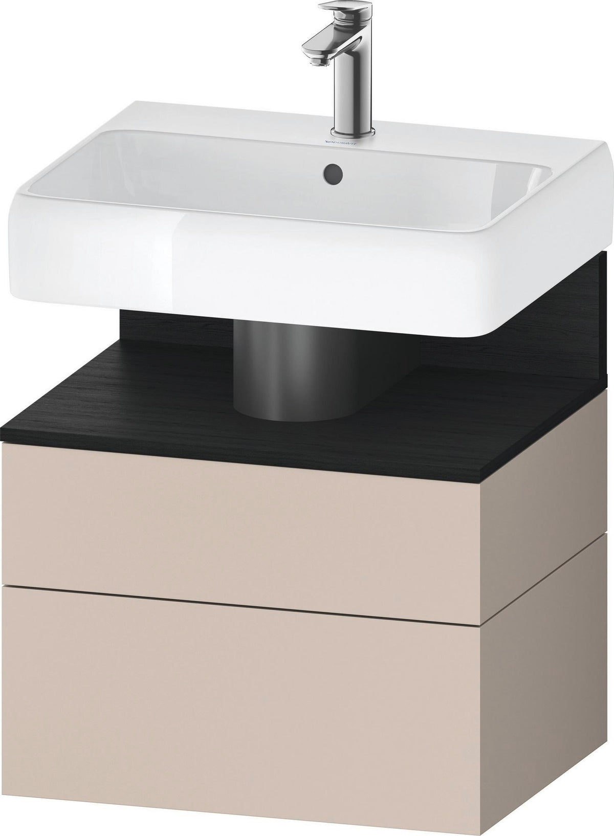 DURAVIT Qatego Waschtischunterbau 590 mm wandhängend, 1 Auszug, weiß Hochglanz, Nische Eiche Schwarz
