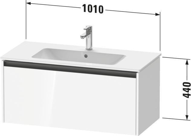 Duravit Ketho.2 Waschtischunterbau 1010 mm betongrau matt – wandhängend, 1 Auszug, Soft-Close